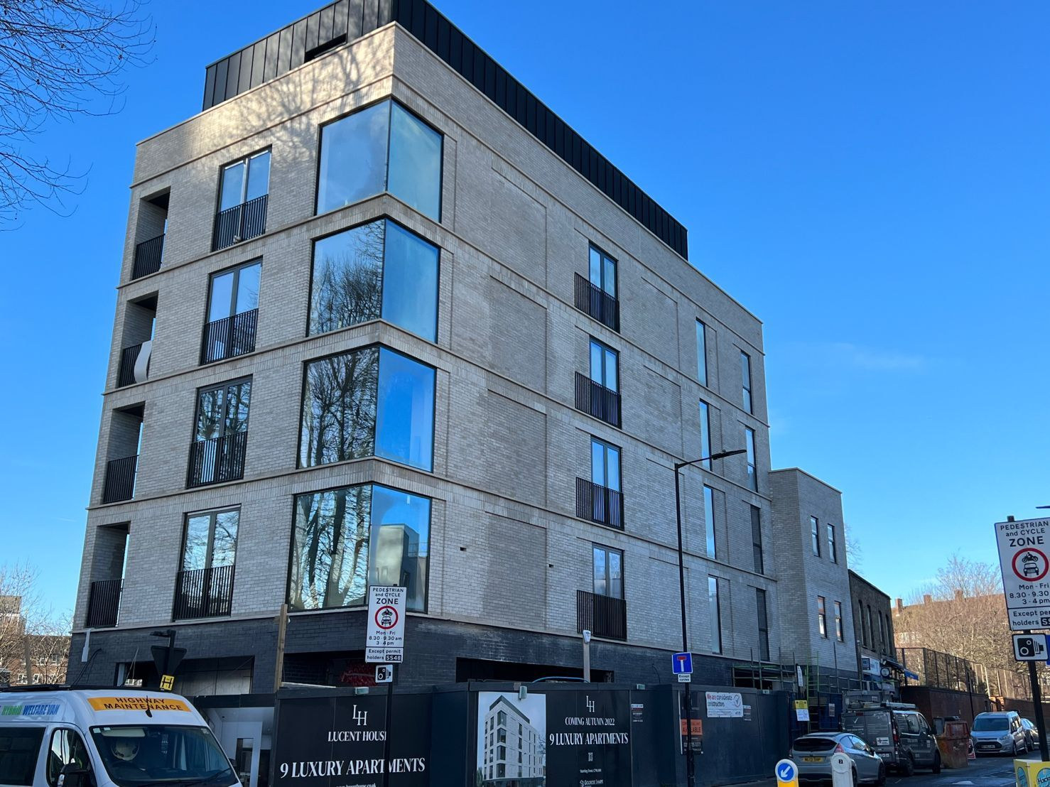 Lucent House, Hackney, a London apartment building with commercial glazing and corner windows